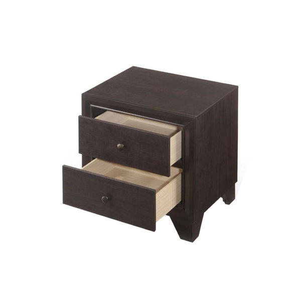 English Elm Wooden Nightstand With 2 Spacious Drawers In Rich Espresso Finish - Timeless Style & Functionality B016P252964-GIGA