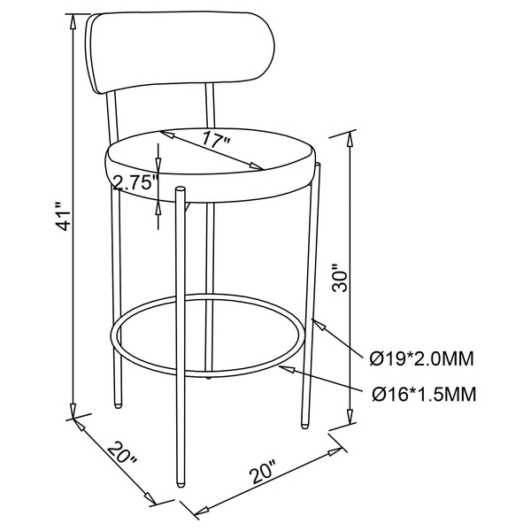English Elm Concord Grey Boucle Bar Chair Set of 2 — Curved Back, Foam Cushioning, Ring Footrest, Modern Comfort B062P299855
