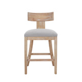 Christopher Knight Home® - Noble House - - 27" Counter Stools Set Of 2, Upholstered Counter Height Bar Stools With Solid Rubber Wood Frame, Backrest, Footrest, Armless Barstools For Home Bar, Kitchen Counter, Pebble Linen & Natural