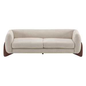 English Elm 82inches Boucle Textured Three Seat Sofa with Walnut Wedge Feet for Modern Living N771P205090V