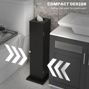 English Elm HOMCOM Modern Corner Toilet Paper Tower Cabinet with Hidden Screw Design and Magnetic Door Lock Black W2225P217011
