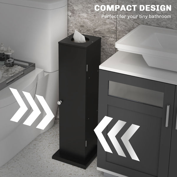 English Elm HOMCOM Modern Corner Toilet Paper Tower Cabinet with Hidden Screw Design and Magnetic Door Lock Black W2225P217011