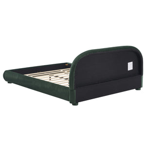 English Elm Christopher Knight Home® - Dark Green Velvet Queen Bed with Curved Headboard, 800lb Capacity, Easy Clean Luxury Design N769Q347972G