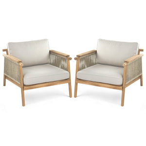 English Elm Christopher Knight Home® - Sumbawa Outdoor Club Chair Set Of 2 - Stylish Acacia Wood Frame & Easy-Care Cushions For Patios N775P226075B-S2