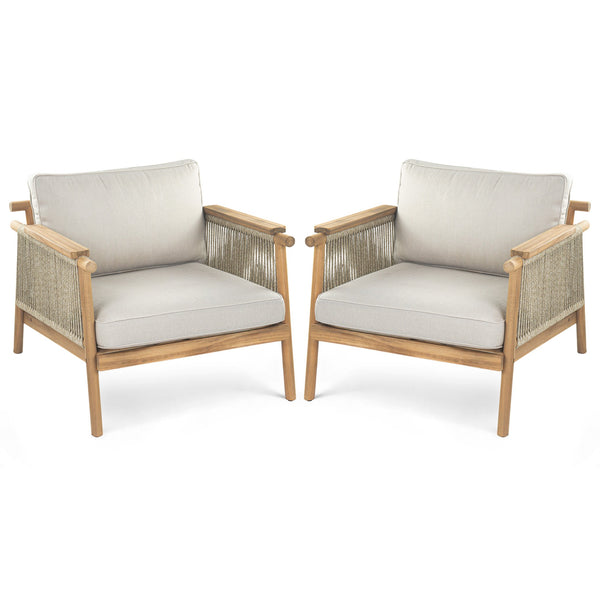 English Elm Christopher Knight Home® - Sumbawa Outdoor Club Chair Set Of 2 - Stylish Acacia Wood Frame & Easy-Care Cushions For Patios N775P226075B-S2