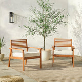 Modern Acacia Wood Outdoor Zander Club Chair Set of 2 - Stylish, Sustainable Comfort for Your Patio