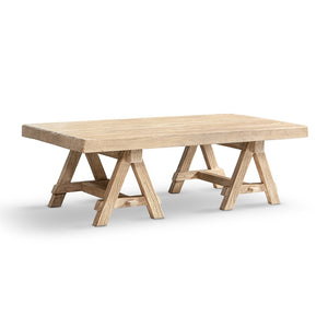 English Elm Hawthorne Reclaimed Elm Trestle Coffee Table Solid Wood Farmhouse Living Room Accent Natural B2719P474450