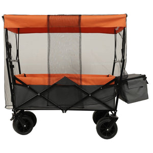 English Elm 480lbs Foldable All-terrain Wagon with Canopy Mosquito Net for Camping Outdoor Orange W2932P253227