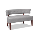 English Elm Jared Roll Arm Tufted Bench Settee, Light Grey Polyester