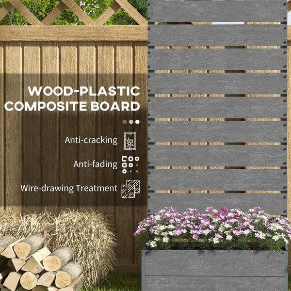 English Elm Outsunny Raised Planter Box with Vertical Trellis Composite Wood Outdoor Patio Garden Gray W2225P174437