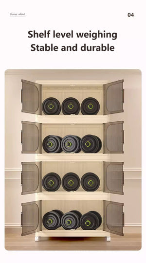 English Elm 19.69" Versatile 4-Tier Folding Storage Cabinet With Wheels, Magnetic Door & Collapsible Bins For Home W2873P207556