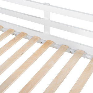 English Elm Twin Kids Loft Bed Solid Pine Frame with Slide Chalkboard and Climbing Rope Play Zone White N708P340493K