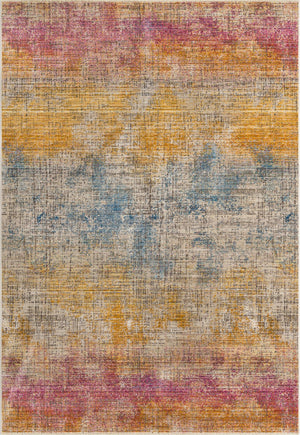 Unique Loom Deepa Whane Machine Made Abstract Rug Multi, Blue/Ivory/Yellow/Pink/Gray 6' 1" x 8' 10"