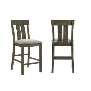 English Elm Omal Farmhouse Counter Height Dining Chairs Slatted Wood Frame Gray Upholstered Seat B056P417087