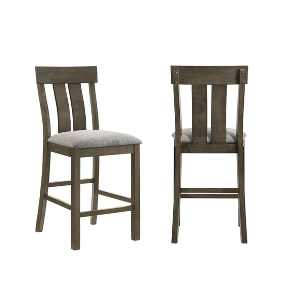 English Elm Omal Farmhouse Counter Height Dining Chairs Slatted Wood Frame Gray Upholstered Seat B056P417087