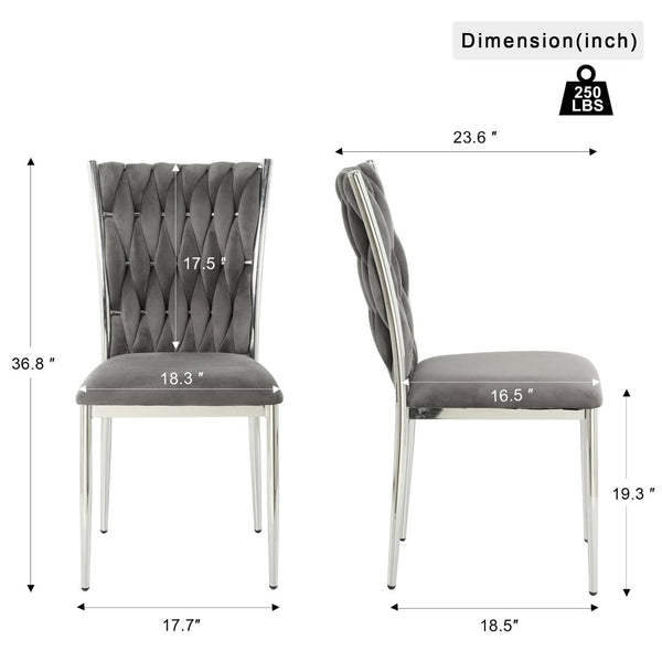 English Elm Modern Velvet Upholstered Dining Chairs Set of 2 with Electroplated Legs for Kitchen Dark Gray W210P301595
