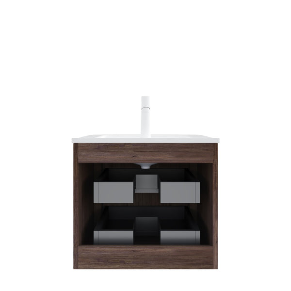 English Elm Noor Floating Bathroom Vanity Walnut Plywood Cabinet Ceramic Sink Two Drawers W2615P376535