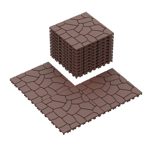 English Elm New Interlocking Polypropylene Patio Floor Tiles 44 Piece Set for Balcony Poolside Use W3022P251868