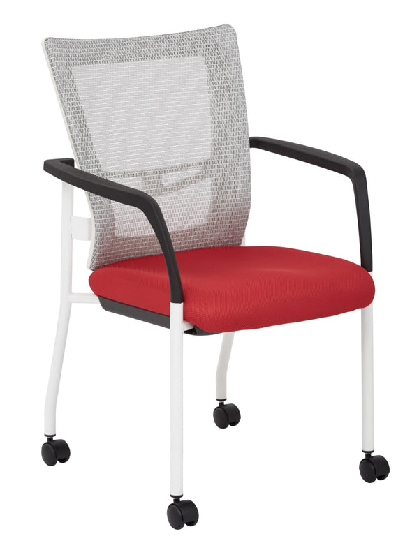 OSP Home Furnishings Progrid® Mesh Back Guest Chair with Lumbar Support Padded Seat and Metal Frame Red 8840W-9