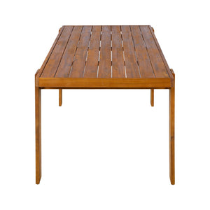 English Elm Outdoor Solid Acacia Wood Rectangular Patio Dining Table Seats Six with Curved Legs N776P387626T