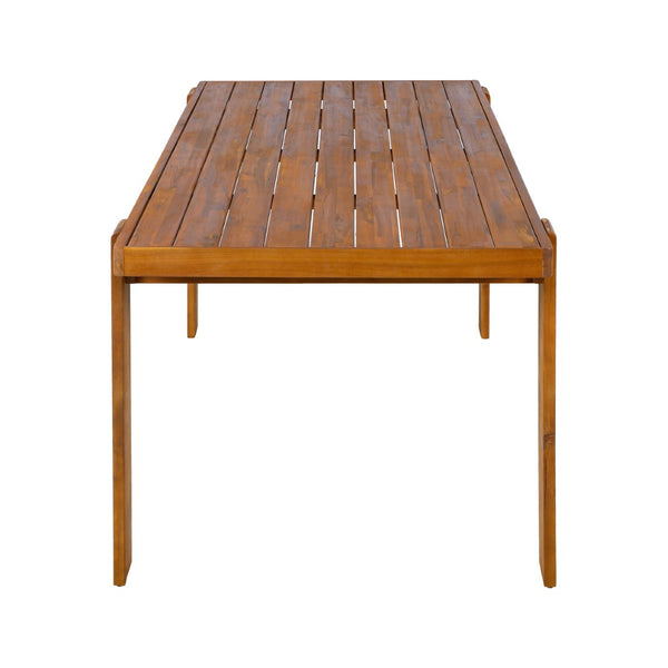 English Elm Outdoor Solid Acacia Wood Rectangular Patio Dining Table Seats Six with Curved Legs N776P387626T