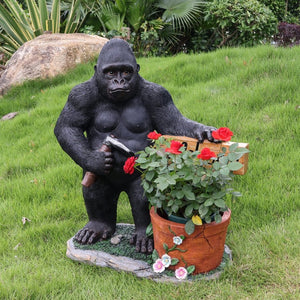 English Elm Outdoor Bear Planter Sculpture Hand Painted Resin Yard Statue for Garden Pathways W5398P455474
