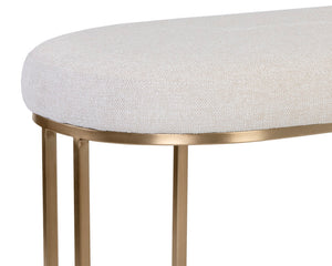 Sunpan Rayla Bench – Elegant Textured Fabric with Antique Brass Frame for Chic Home Décor and Comfort Belfast Oatmeal