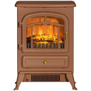 English Elm Homcom 22" Electric Fireplace Stove - Realistic Led Flames, 750W/1500W, Safety Features, Dark Brown W2225P249842