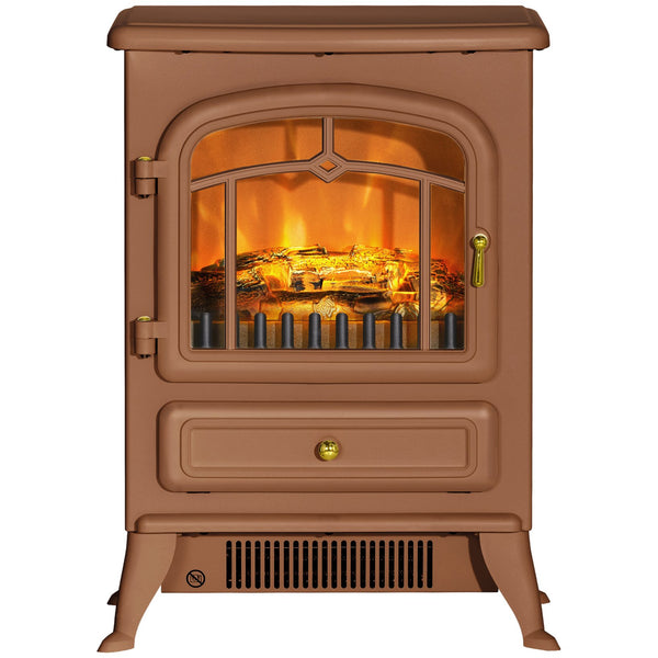 English Elm Homcom 22" Electric Fireplace Stove - Realistic Led Flames, 750W/1500W, Safety Features, Dark Brown W2225P249842