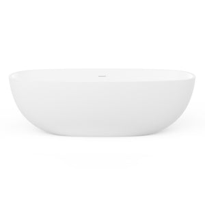 English Elm 71 Inch Freestanding Solid Surface Soaking Tub Matte White Seamless Sculptural Bath W1613P355483