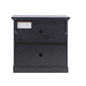 English Elm Storage Sideboard with Mirrored Acrylic Doors and Wood Grain Mdf Finish for Compact Rooms Black W2899P372748