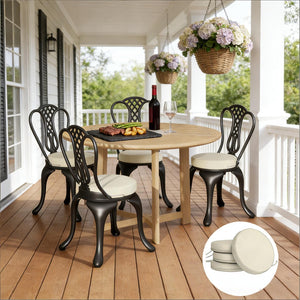 English Elm Soft Round Dining Chair Cushions Set of 4 with Washable Covers and Foam Padding Cream White T3971P443064