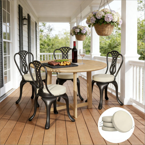English Elm Soft Round Dining Chair Cushions Set of 4 with Washable Covers and Foam Padding Cream White T3971P443064