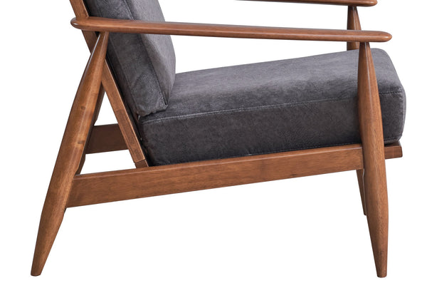 English Elm Alisa Charcoal Fabric Accent Chair with Brown Wood Finish, Removable Cushion, Foam Seat Comfort B2726S00384