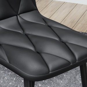 English Elm Dining PU Leather Chairs Set of 4 — Easy-Clean Upholstered Seats with Sturdy Iron Legs, Modern Comfort Black W578P191313