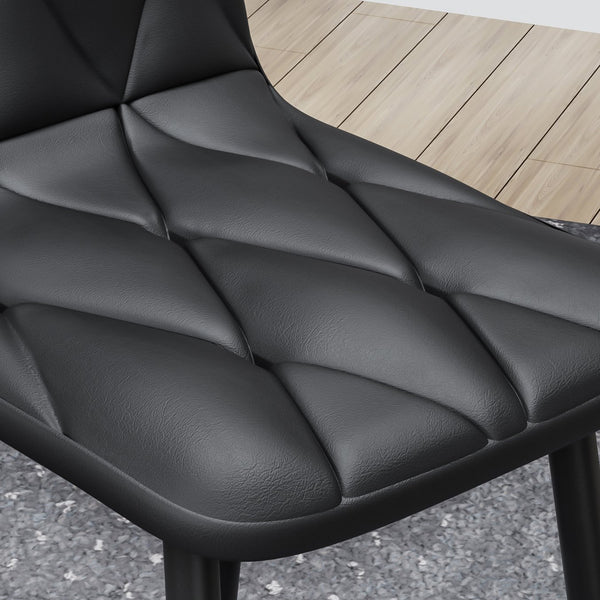 English Elm Dining PU Leather Chairs Set of 4 — Easy-Clean Upholstered Seats with Sturdy Iron Legs, Modern Comfort Black W578P191313