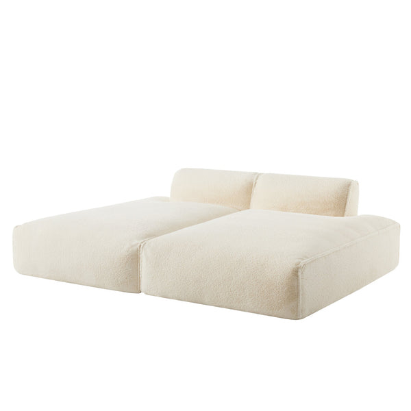 English Elm 90.0"Oversized Modular Sectional Sofa Plush Foam & Pocket Springs, Ready-to-Use 2-Piece Set for Living Room Comfort and Mobility (No Assembly) Beige N723S9701A