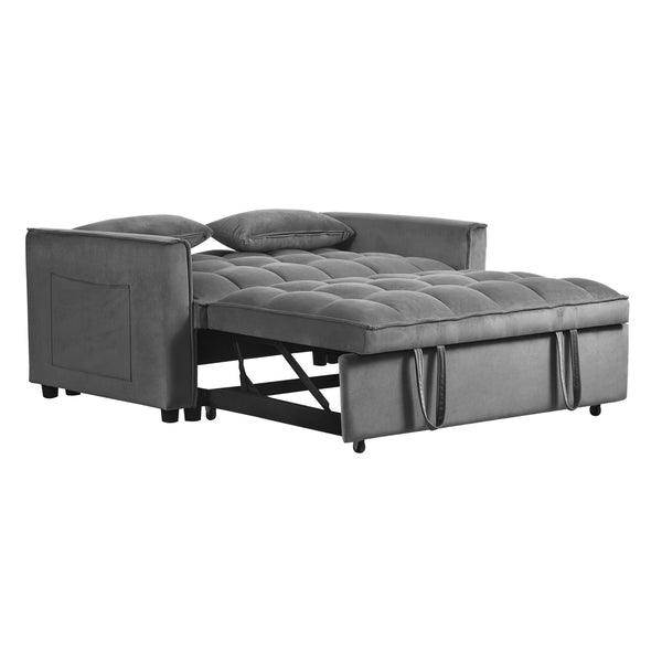 English Elm 3 Velvet Convertible Sleeper Sofa Bed with Pull-Out, Adjustable Back, Side Pockets & Pillows — Dark Gray W2121P289395