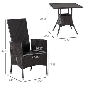 English Elm Stylish Pe Rattan 3 Piece Outdoor Bistro Set with Reclining Chairs and Faux Wood Table T3971P446123