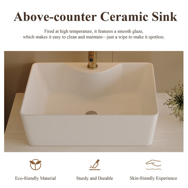 English Elm 31.5 Inch Wall Mounted Bathroom Vanity with Ceramic Vessel Sink and Soft Close Storage W3136S00079
