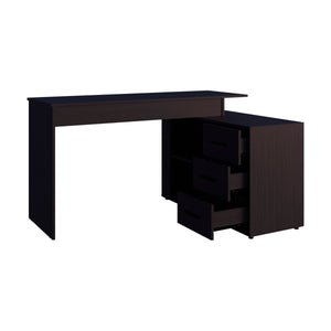English Elm Upton L-Shape Home Office Desk in Black Wengue Finish with Shelving, Corner-Saving, Durable Design B070P368066
