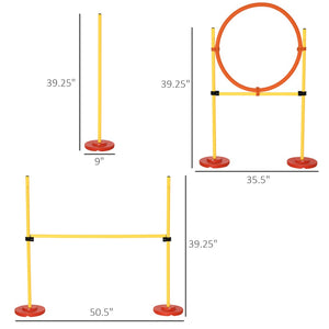 English Elm Pawhut Dog Agility Obstacle Set with Hoop Hurdle and Weave Poles Portable Kit W2225P200740