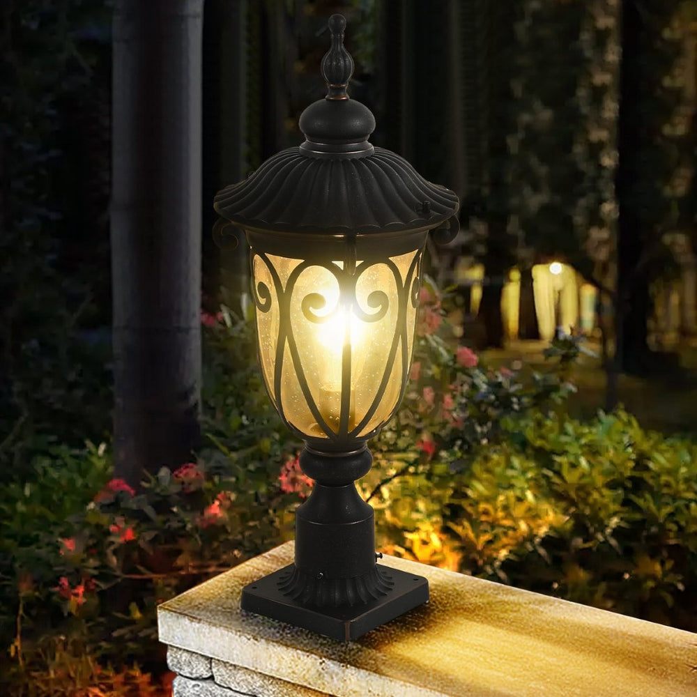 English Elm 23"(h) Vintage Outdoor Wall Sconce Black Iron Bubble Glass Porch Patio Lantern Light W2312P478263