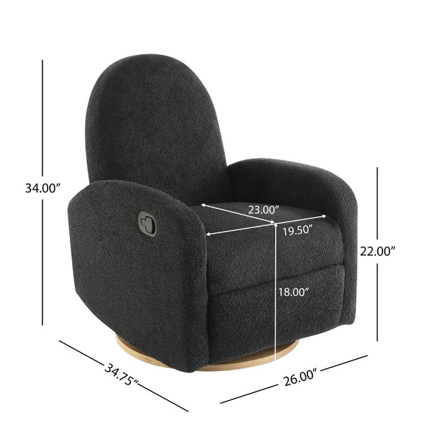 English Elm 360 Swivel Glider Recliner with Solid Wood Base Contemporary Upholstered Lounge Chair Black N771P363407H