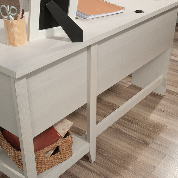 English Elm L-Shaped Desk: Modern White Finish For Small Spaces, Home Offices & Organized Workstations B356P402655