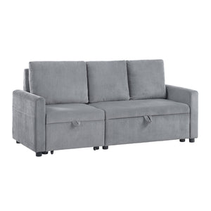 English Elm Corduroy Modern Sofa With Pull-Out Chaise, Underseat Storage, And Cozy Gray Fabric For Comfort B016P407329
