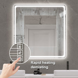 English Elm 36x36 Frameless Led Vanity Mirror Anti-fog Front Lit Square Bathroom Wall Mount W2071137653