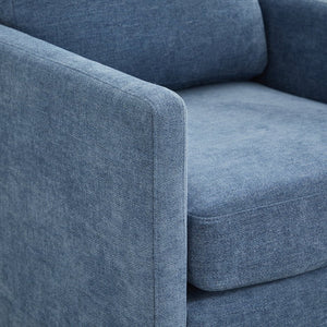 English Elm 30.7"W Square Swivel Accent Chair with Wavy Chenille Upholstery, Solid Wood Frame, 360° Comfort Lounge Blue W3188P280018