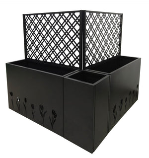 English Elm Metal Galvanized Planter Trellis Set of 3 Rust Resistant Raised Garden Bed for Patio W1586S00001