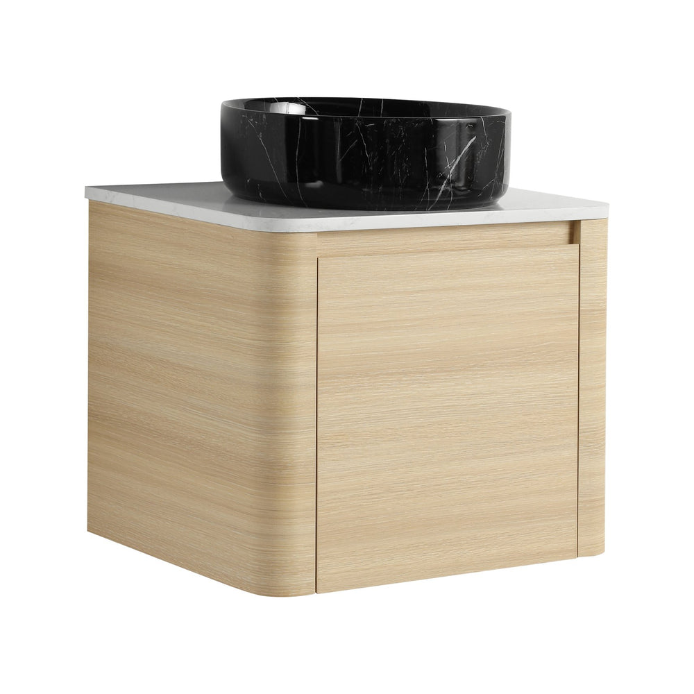 English Elm 24'' Wall-Mounted Bathroom Vanity With Artistic Ceramic Sink, Soft-Close Door & Space-Saving Design W999S00461